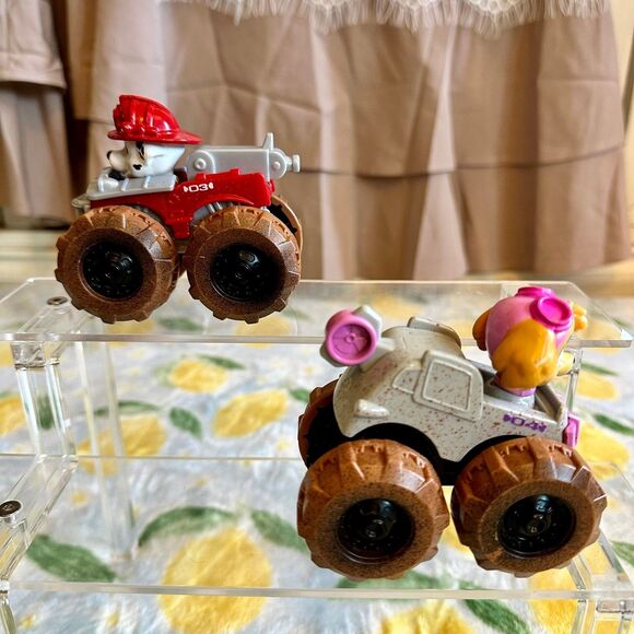 Paw Patrol Mud Monster Trucks Skye + Marshall RARE - Picture 2 of 4